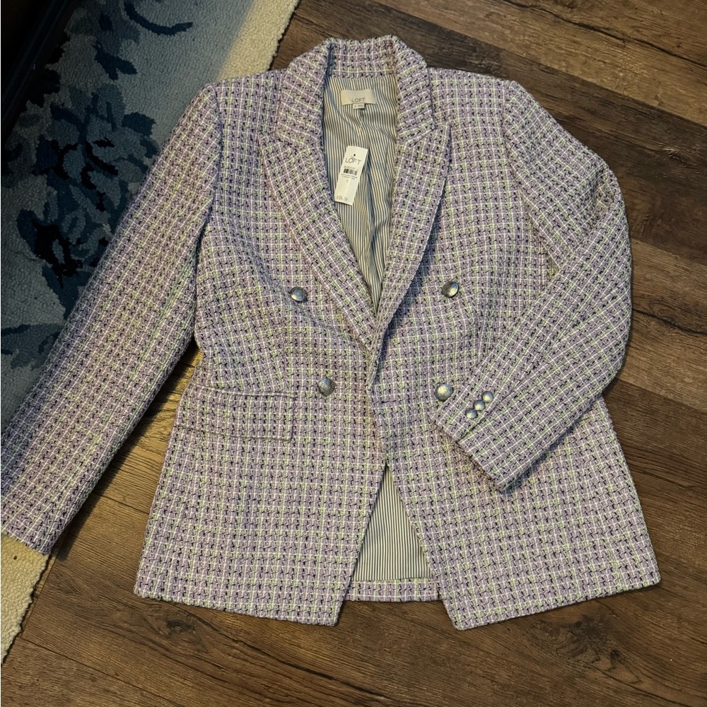 Loft Lavender and White Tweed Blazer